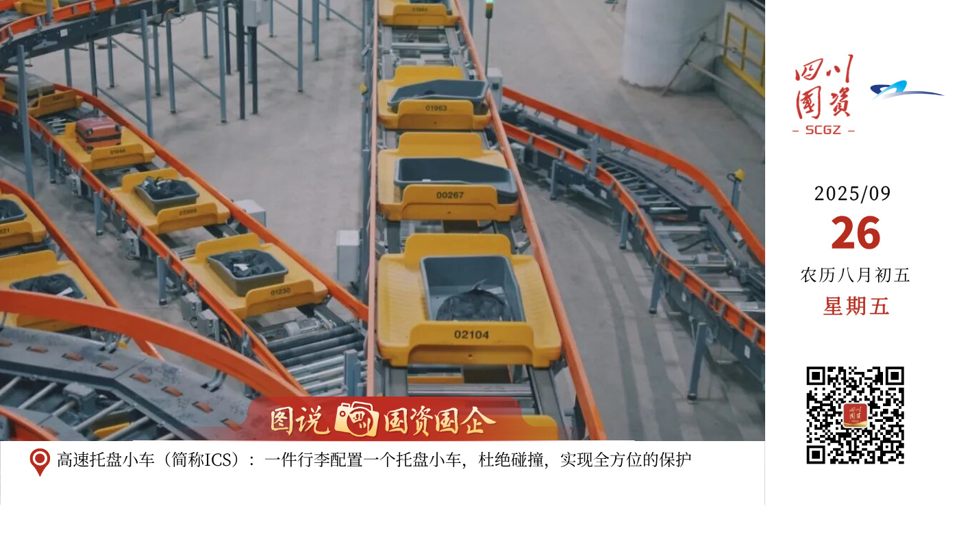 在天府机场，藏着一个出行“神助攻”——智慧行李系统，其输送设备总长达33公里，采用全球领先的RFID追踪技术，让每件行李的运输过程清晰“可见”。系统中的高速托盘小车，以最高7米/秒的速度稳定运行，确保行李与航班时刻精准衔接。不仅如此，系统还自带“2000+件”早到行李存储能力，充分满足早到旅客和过夜旅客提前托运行李的需求，助广大旅客实现“甩手出行，轻松启程”！